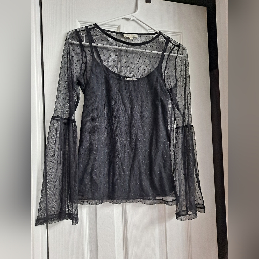 Polka Dot Mesh Top